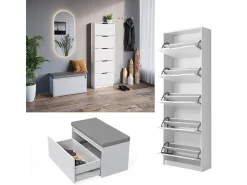 Mueble zapatero blanco 59x22x169 luca