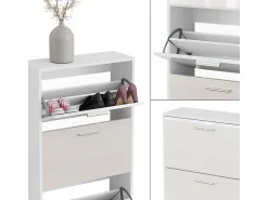 Mueble zapatero blanco/blanco alto brillo 59x22x137 gizmo