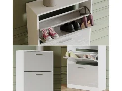 Mueble zapatero blanco/blanco alto brillo 59x22x137 gizmo
