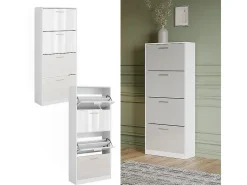 Mueble zapatero blanco/blanco alto brillo 59x22x137 gizmo