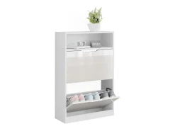 Mueble zapatero blanco/blanco alto brillo 59x22x89.5 luca