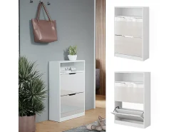 Mueble zapatero blanco/blanco alto brillo 59x22x89.5 luca
