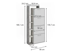 Mueble zapatero blanco/hormigón 80x24.2x166.1 orlando