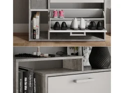 Mueble zapatero blanco/hormigón 80x24.2x166.1 orlando