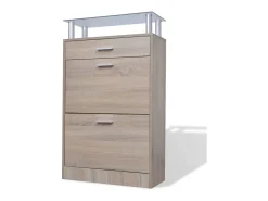 Mueble zapatero cajón y estante superior vidrio aspecto madera ES865908