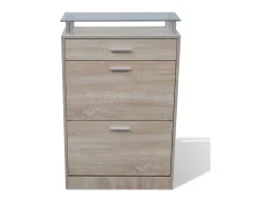 Mueble zapatero cajón y estante superior vidrio aspecto madera ES865908