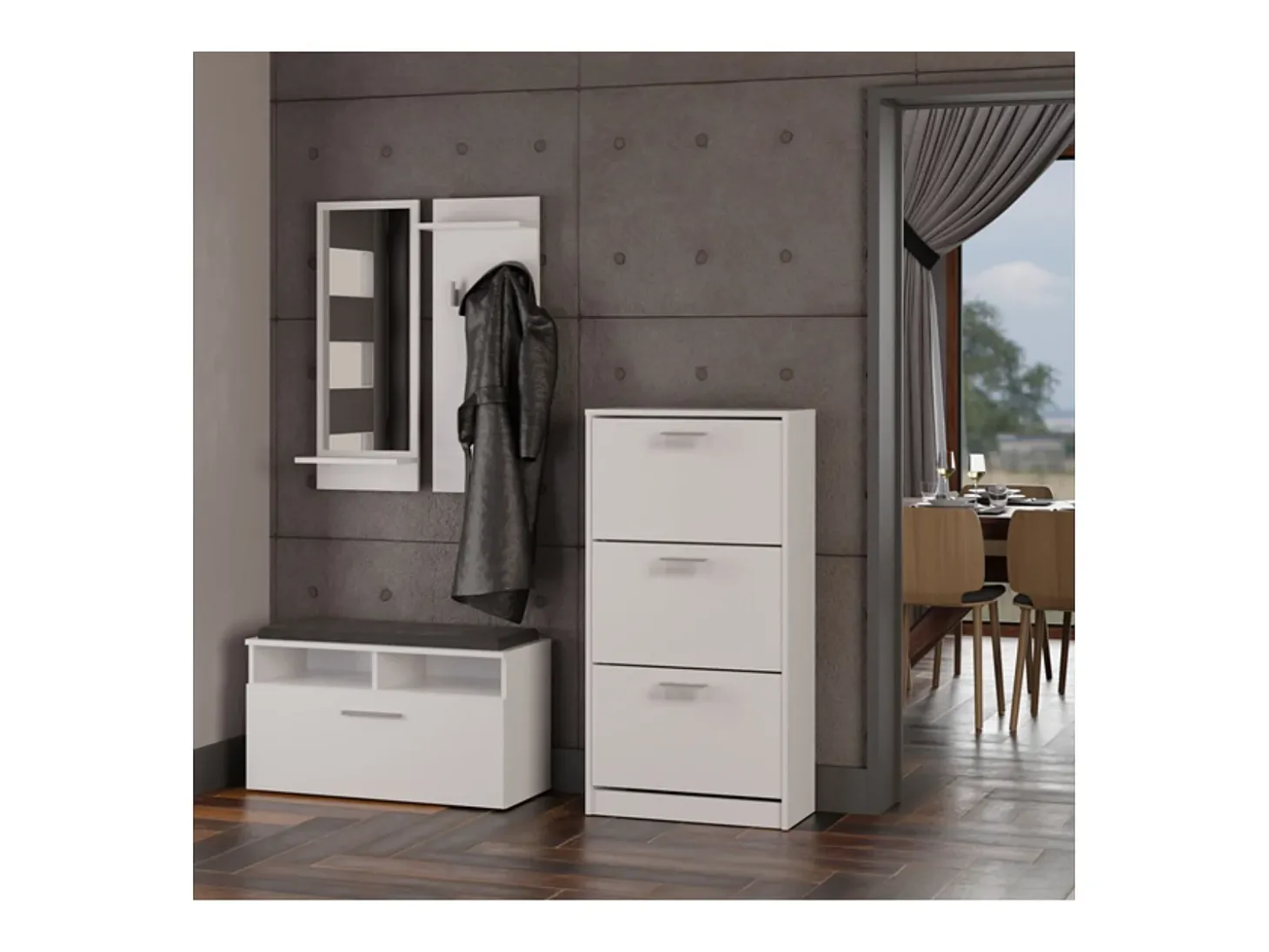 Mueble Zapatero Color Blanco 116x60x28 cm – 3 Puertas Abatibles – Ideal para Entrada o Dormitorio