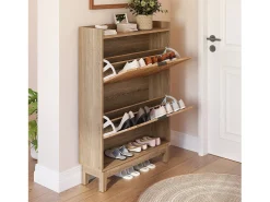 Mueble zapatero con 2 cajones basculantes, almacenamiento oculto de zapatos con estante abierto