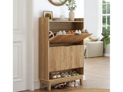 Mueble zapatero con 2 cajones basculantes, almacenamiento oculto de zapatos con estante abierto