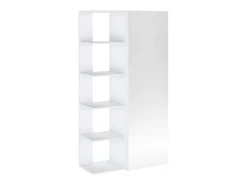 Mueble zapatero con 4 estantes y 1 puerta espejo - Blanco - SYLANY