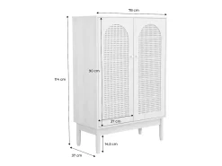 Mueble zapatero con 2 puertas de caña natural