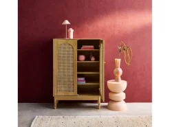 Mueble zapatero con 2 puertas de caña natural
