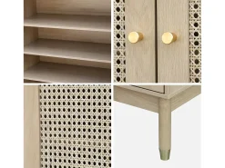 Mueble zapatero con 2 puertas de caña natural