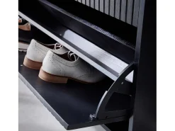 Mueble zapatero con 3 puertas acanaladas negro