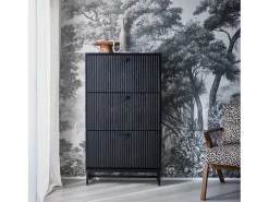 Mueble zapatero con 3 puertas acanaladas negro