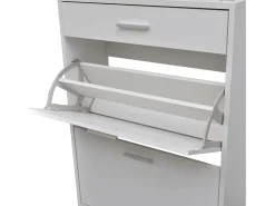 Mueble zapatero con cajón y estante superior de vidrio blanco ES834764