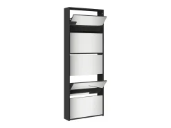 Mueble zapatero con espejo 5 niveles negro 63x17x169,5 cm ES799277