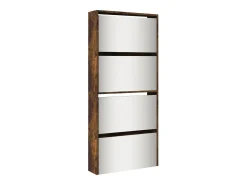 Mueble zapatero con espejo 4 niveles roble ahumado 63x17x134 cm ES325011