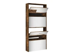 Mueble zapatero con espejo 4 niveles roble ahumado 63x17x134 cm ES325011