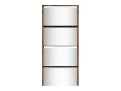 Mueble zapatero con espejo 4 niveles roble ahumado 63x17x134 cm ES325011