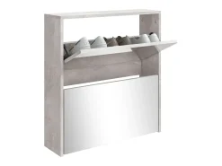 Mueble zapatero con espejo 2 niveles gris hormigón 63x17x67 cm ES359529