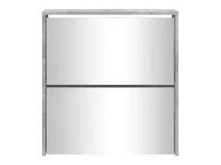 Mueble zapatero con espejo 2 niveles gris hormigón 63x17x67 cm ES359529