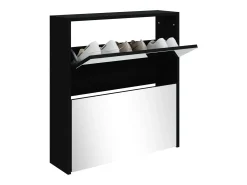 Mueble zapatero con espejo 2 niveles negro 63x17x67 cm ES883644