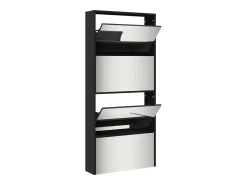 Mueble zapatero con espejo 4 niveles negro 63x17x134 cm ES921752