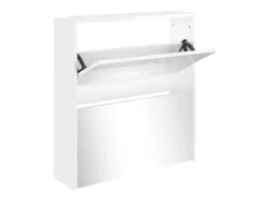 Mueble zapatero con espejo 2 niveles blanco brillo 63x17x67 cm ES571493