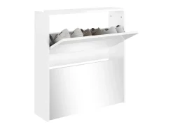 Mueble zapatero con espejo 2 niveles blanco brillo 63x17x67 cm ES571493