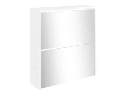 Mueble zapatero con espejo 2 niveles blanco brillo 63x17x67 cm ES571493