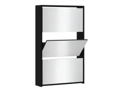 Mueble zapatero con espejo 3 niveles negro 63x17x102,5 cm ES274451