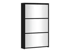 Mueble zapatero con espejo 3 niveles negro 63x17x102,5 cm ES274451