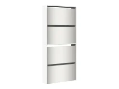 Mueble zapatero con espejo 4 niveles blanco brillo 63x17x134 cm ES802201