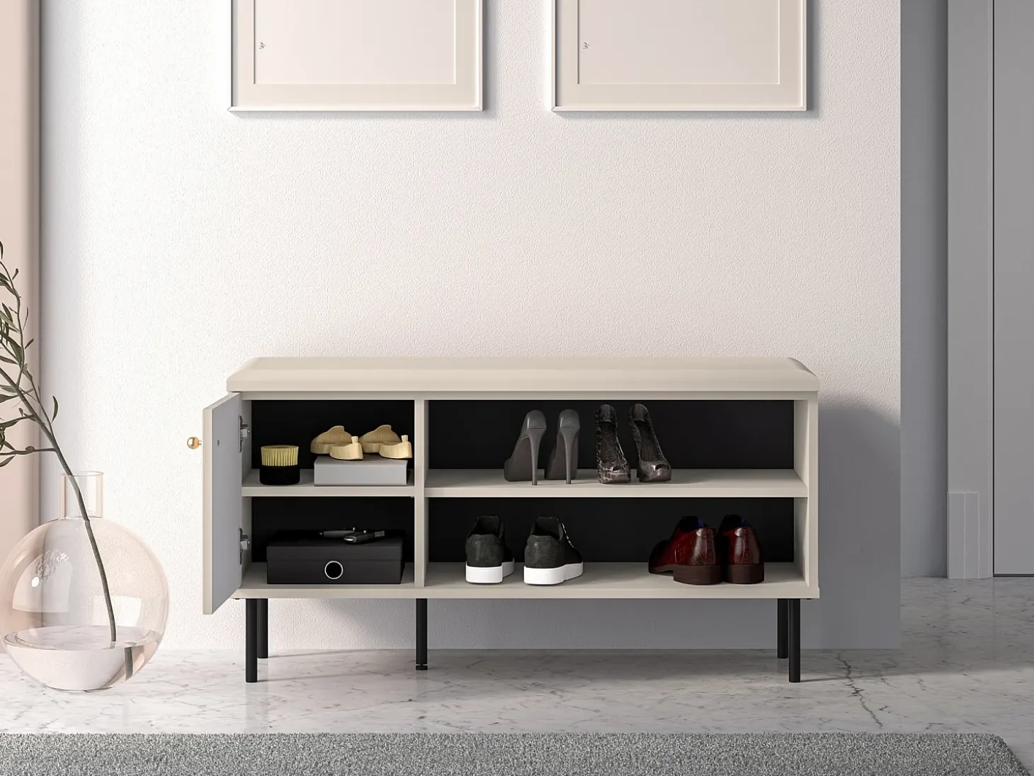 Mueble zapatero con lamas 102 cm - beige - CALETTO