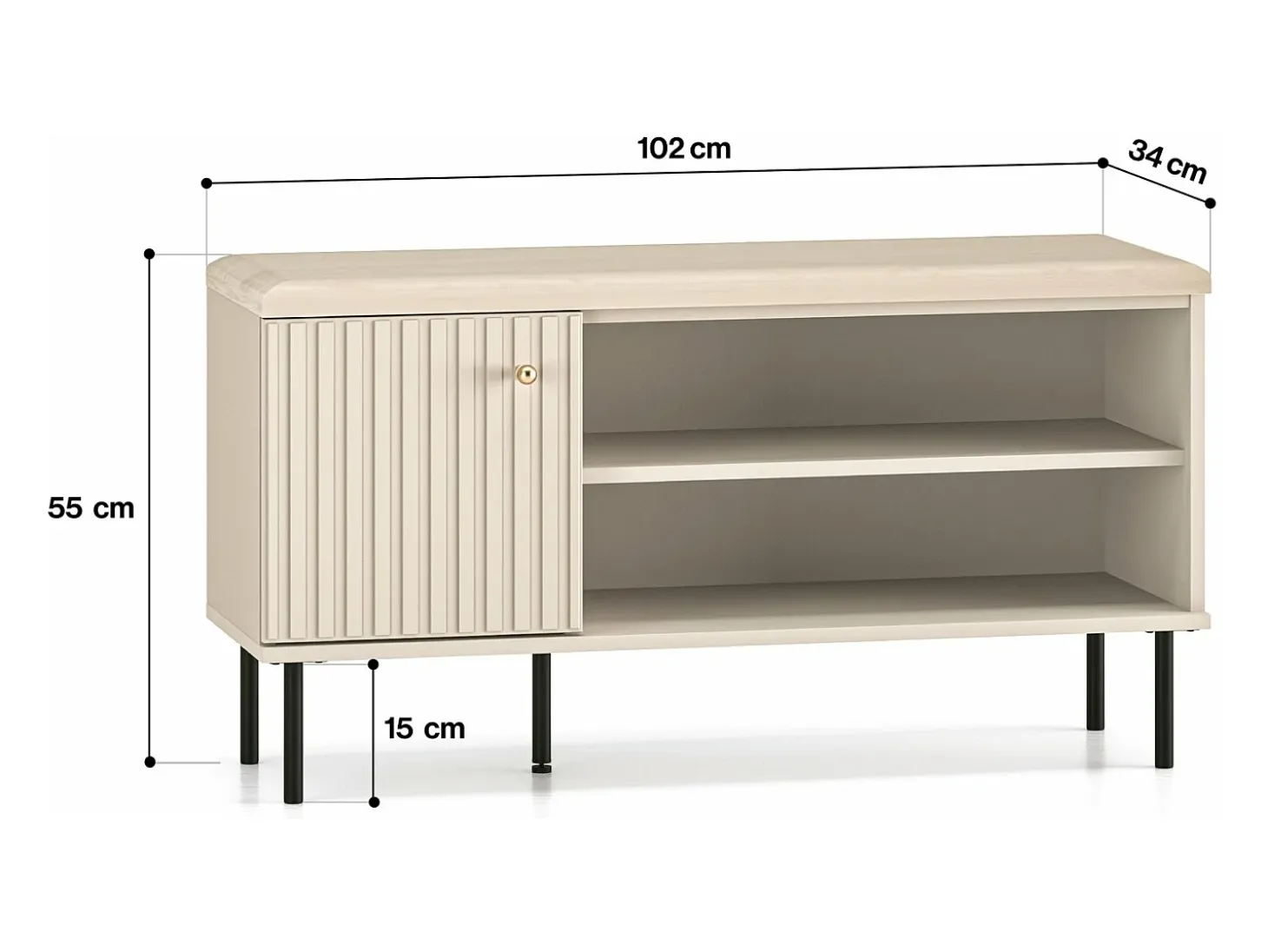 Mueble zapatero con lamas 102 cm - beige - CALETTO