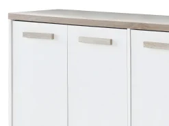 Mueble zapatero de 3 puertas y 3 estantes - Blanco y Natural claro - SKAIDO