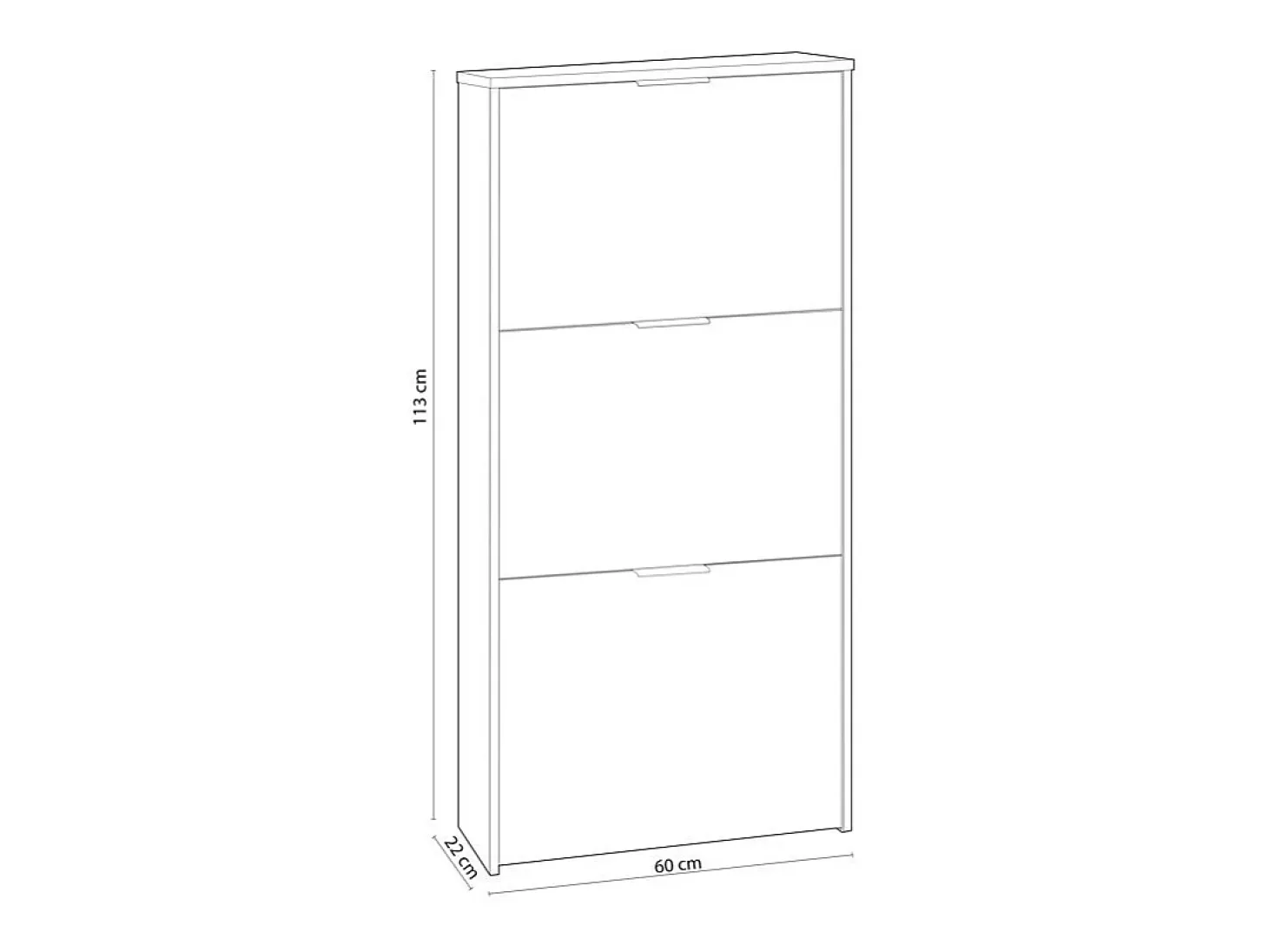 Mueble zapatero de 3 puertas abatibles - L60 cm