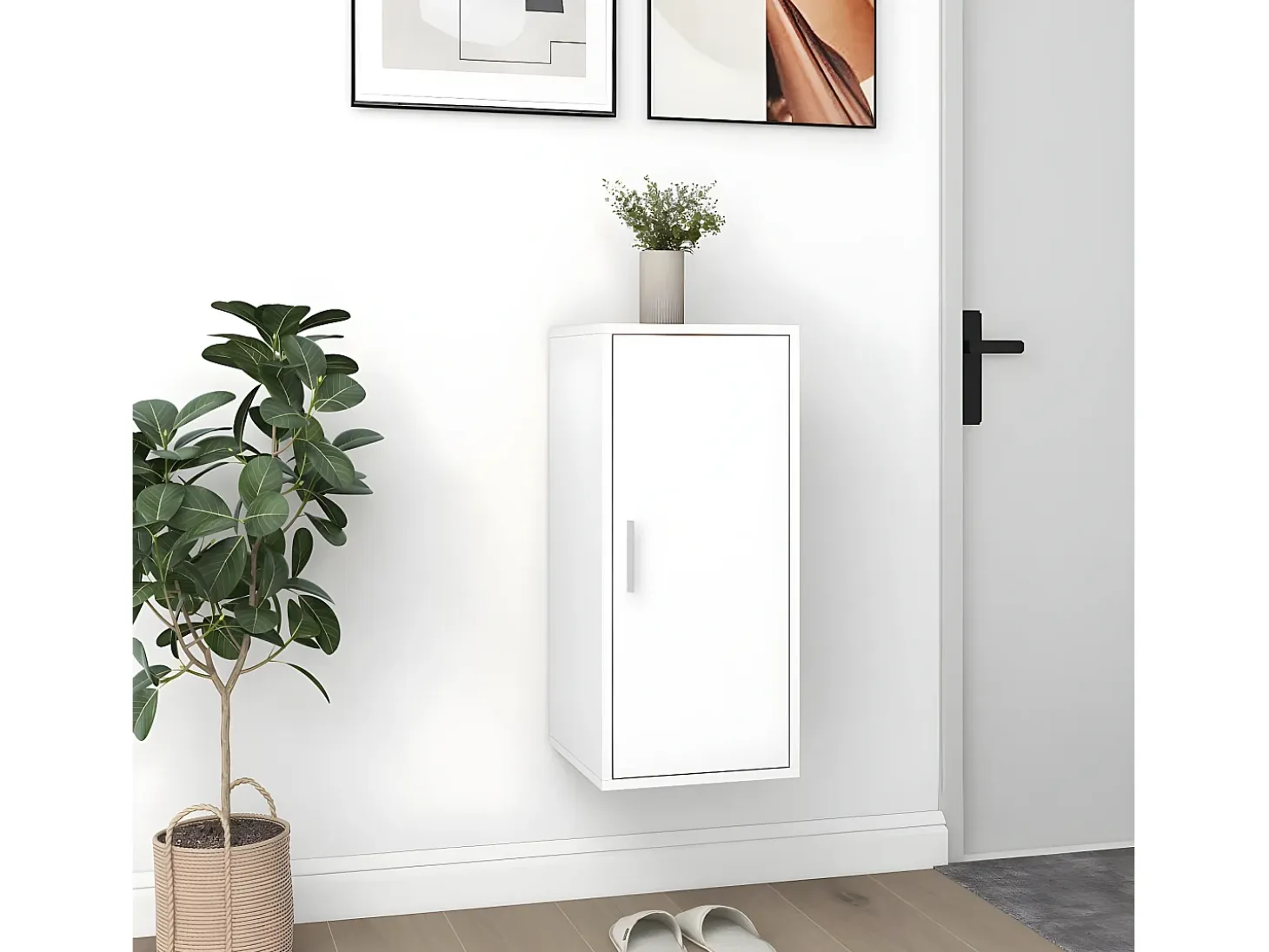 Mueble zapatero de aglomerado blanco 32x35x70 cm ES312304