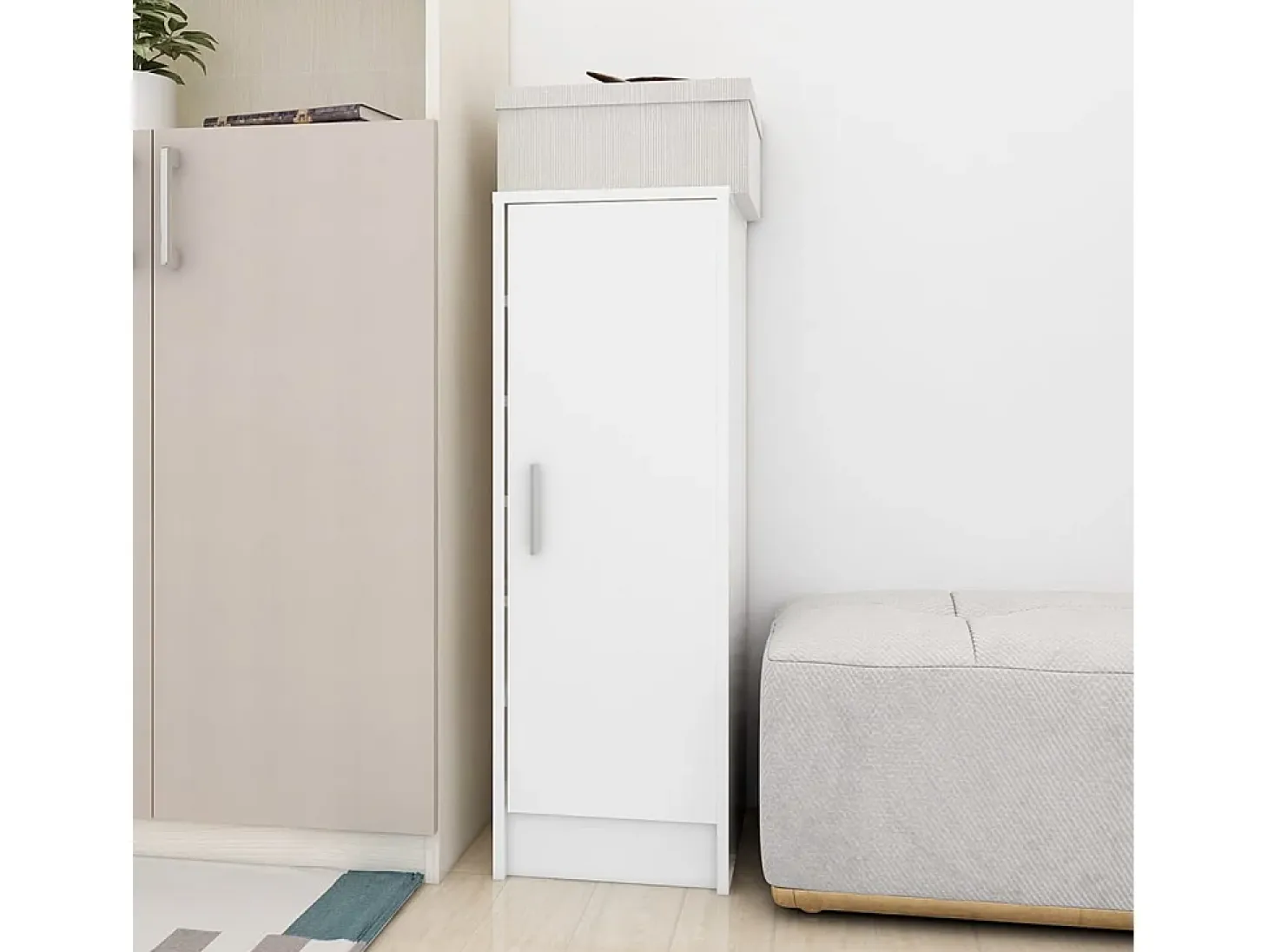 Mueble zapatero de aglomerado blanco 32x35x92 cm ES886591