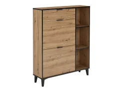 Mueble Zapatero de Entrada – 2 Puertas y 1 Cajón | Color Roble/Pizarra | 110 x 90 x 24,5 cm