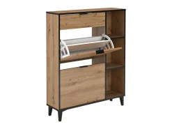 Mueble Zapatero de Entrada – 2 Puertas y 1 Cajón | Color Roble/Pizarra | 110 x 90 x 24,5 cm