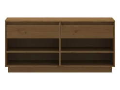 Mueble zapatero de madera maciza pino marrón miel 110x34x52 cm ES534822