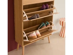 Mueble zapatero de madera de nogal con 3 puertas natural