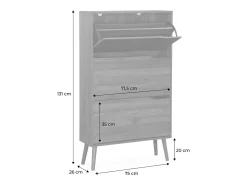 Mueble zapatero de madera de nogal con 3 puertas natural
