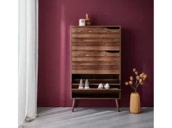 Mueble zapatero de madera de nogal con 3 puertas nogal