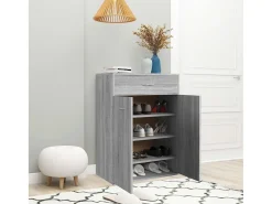 Mueble zapatero de madera contrachapada gris Sonoma 60x35x84 cm ES704563