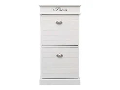Mueble zapatero de madera de Paulownia blanco 50x28x98 cm ES511204