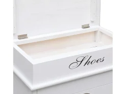 Mueble zapatero de madera de Paulownia blanco 50x28x98 cm ES511204