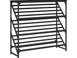 Mueble zapatero de madera de ingeniería negro 90x30x85 cm ES951565